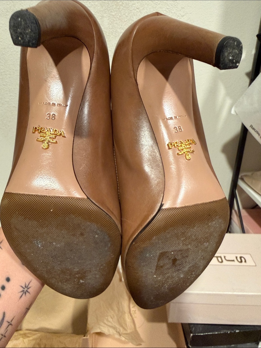 Prada Brown Leather Pointed-Toe Pumps - Picture 7 of 10